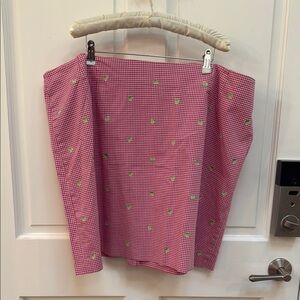Talbots 24WP EUC Pink Gingham Skirt with Embroidered Limes